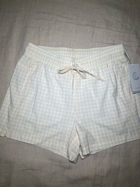 NWT Calme by Johnny Was Athletic Shorts Cream Gingham